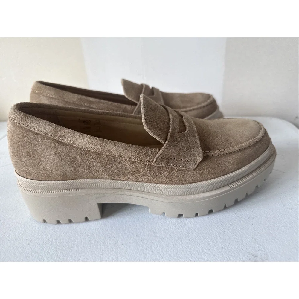 Womens Patina (Portland Leather) Zoe Chunky Penny Loafers Tan Size 8.5 New Prepp